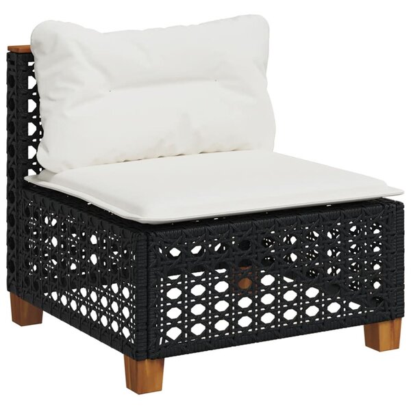 10 részes fekete polyrattan kerti ülőgarnitúra párnákkal