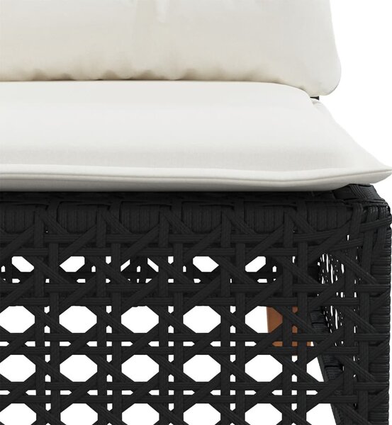 5 részes fekete polyrattan kerti kanapészett párnákkal
