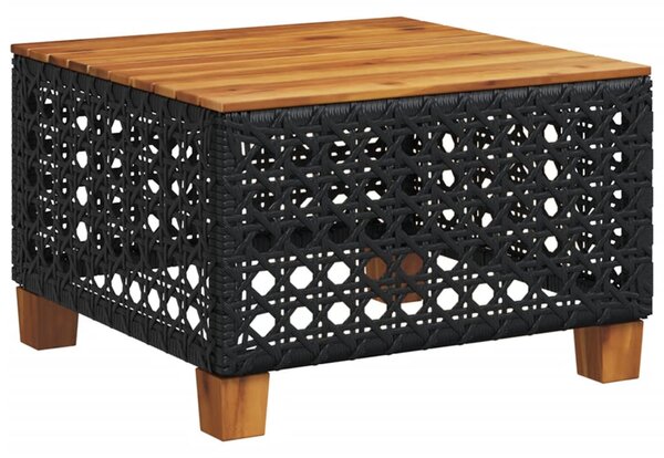 5 részes fekete polyrattan kerti kanapészett párnákkal