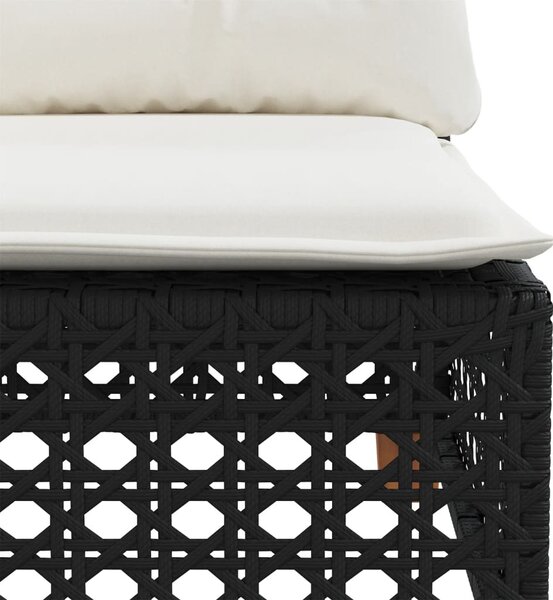 8 részes fekete polyrattan kerti ülőgarnitúra párnákkal