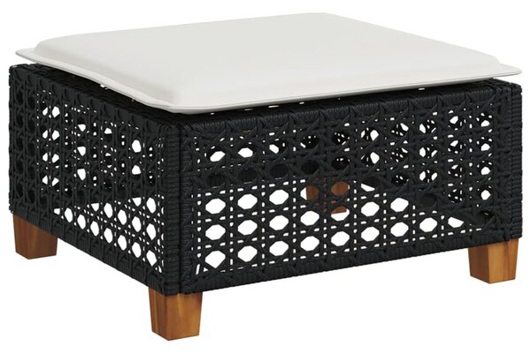 8 részes fekete polyrattan kerti ülőgarnitúra párnákkal