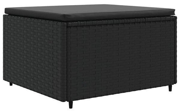8 részes fekete polyrattan kerti ülőgarnitúra párnákkal