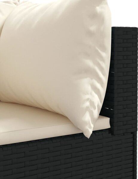 4 részes fekete polyrattan kerti ülőgarnitúra párnákkal