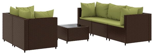 6 részes barna polyrattan kerti ülőgarnitúra párnákkal