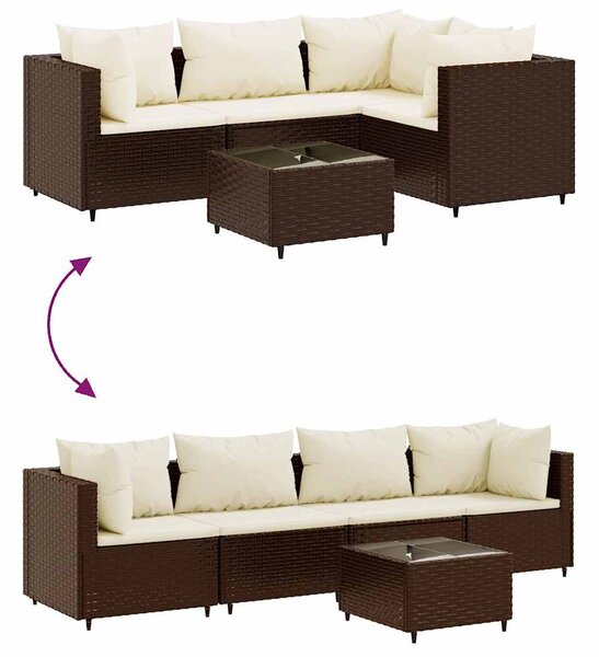 5 részes barna polyrattan kerti ülőgarnitúra párnákkal