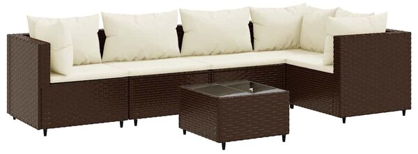 6 részes barna polyrattan kerti ülőgarnitúra párnákkal