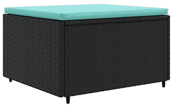 7 részes fekete polyrattan kerti ülőgarnitúra párnákkal