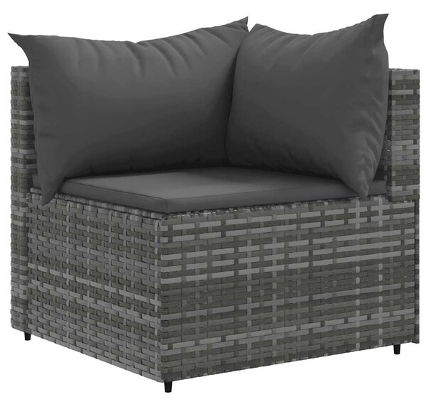 7 részes szürke polyrattan kerti ülőgarnitúra párnákkal