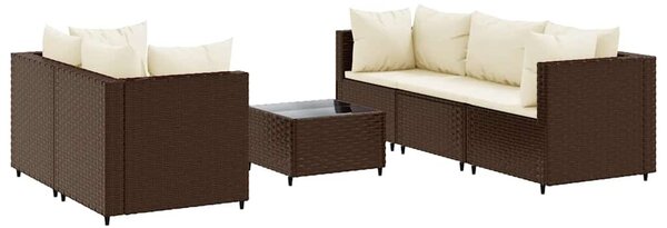 6 részes barna polyrattan kerti ülőgarnitúra párnákkal