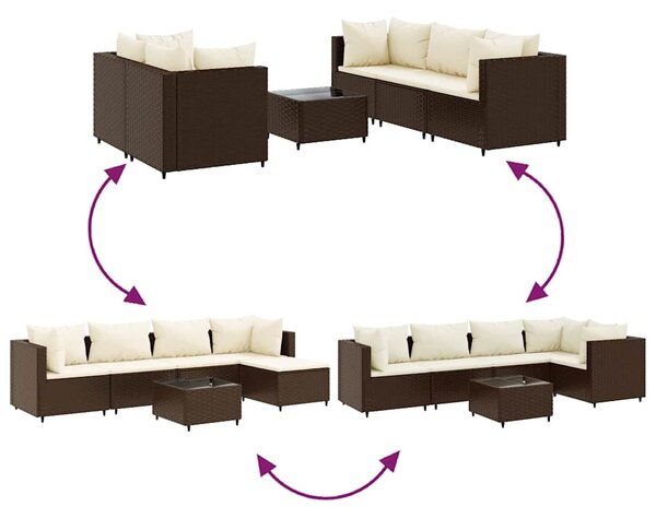 6 részes barna polyrattan kerti ülőgarnitúra párnákkal