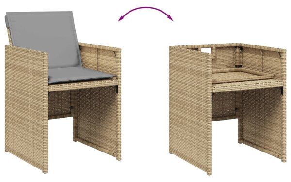 13részes vegyes bézs polyrattan kerti étkezőgarnitúra párnákkal