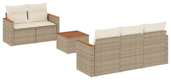 6 részes bézs polyrattan kerti ülőgarnitúra párnával