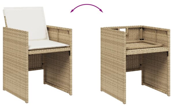5 részes bézs polyrattan kerti étkezőgarnitúra párnákkal