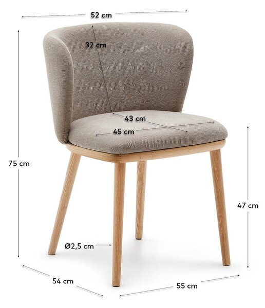 Világosbarna kárpitozott étkezőfotel Ciselia – Kave Home