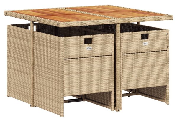 5 részes bézs polyrattan kerti étkezőgarnitúra párnákkal