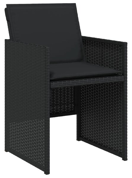 9 részes fekete polyrattan kerti étkezőgarnitúra párnákkal