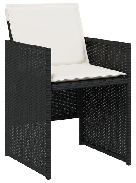 9 részes fekete polyrattan kerti étkezőgarnitúra párnákkal