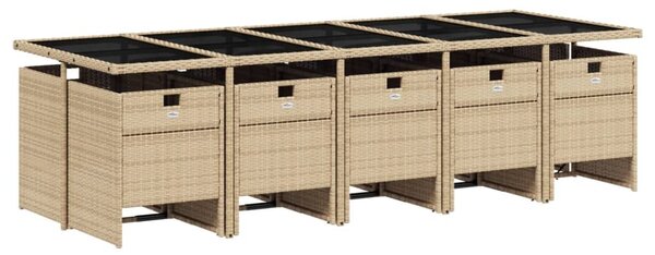 11részes vegyes bézs polyrattan kerti étkezőgarnitúra párnákkal