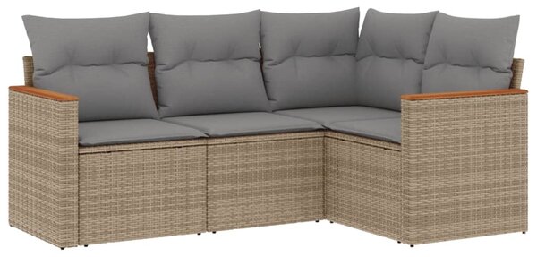 4 részes vegyes bézs polyrattan kerti ülőgarnitúra párnákkal
