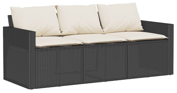 6 részes fekete polyrattan kerti ülőgarnitúra párnákkal