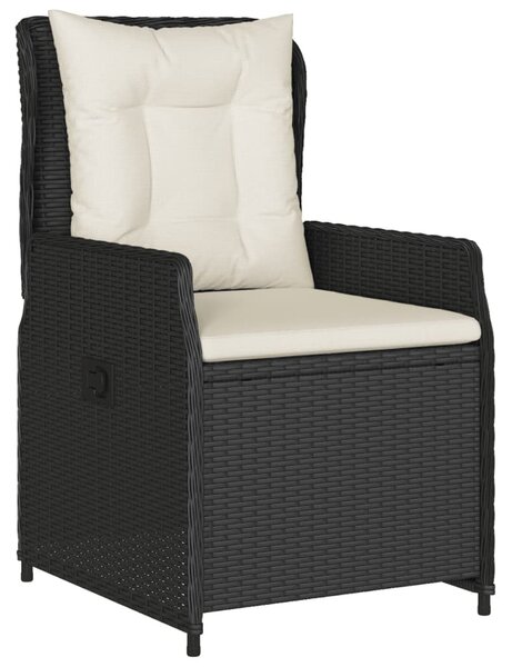 9 részes fekete polyrattan kerti étkezőgarnitúra párnákkal