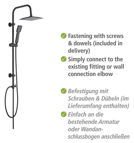 Matt fekete rozsdamentes acél zuhanyszett 101 cm Cuadro – Wenko