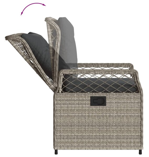 9részes világosszürke polyrattan kerti étkezőgarnitúra párnával