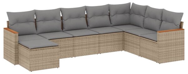 8 részes vegyes bézs polyrattan kerti ülőgarnitúra párnákkal