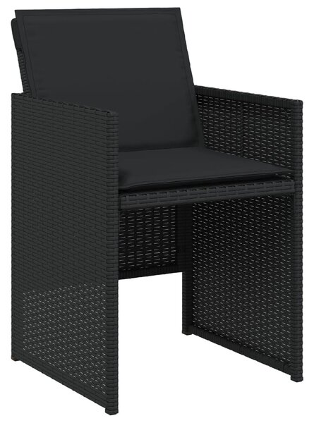 7 részes fekete polyrattan kerti étkezőgarnitúra párnával