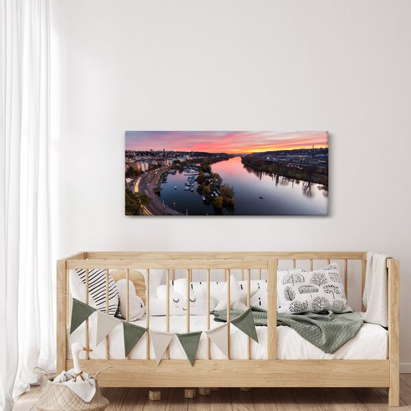 Az éjszakai Prága képe (120x50 cm)