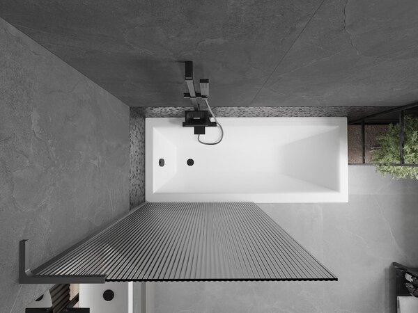 Mexen Next L kádparaván 1-szárnyas 90 x 150 cm, csíkos, gun metal - 895-090-000-03-09-95