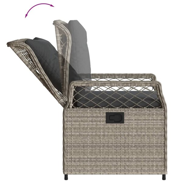 7 részes világosszürke polyrattan kerti étkezőszett párnával