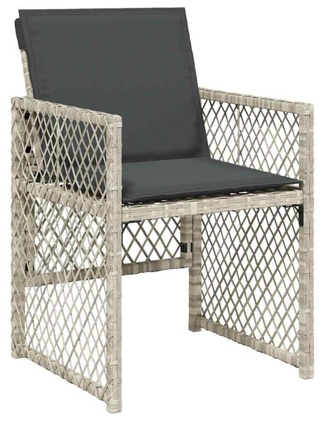 11 részes világosszürke polyrattan kerti ülőgarnitúra párnákkal