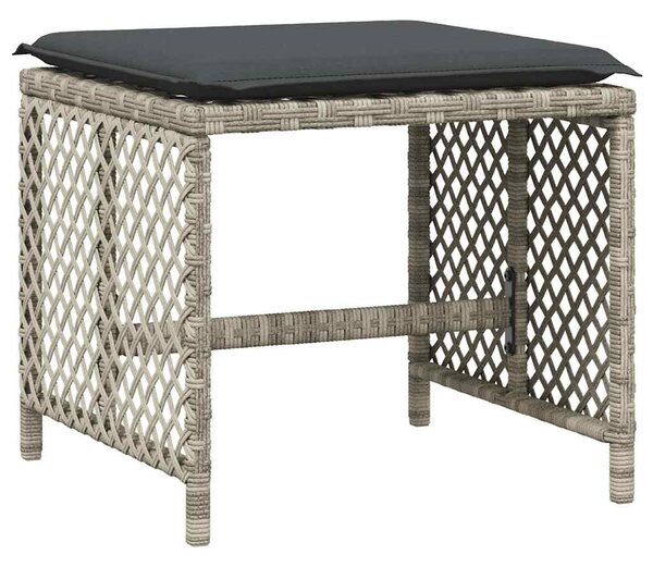11 részes világosszürke polyrattan kerti ülőgarnitúra párnákkal