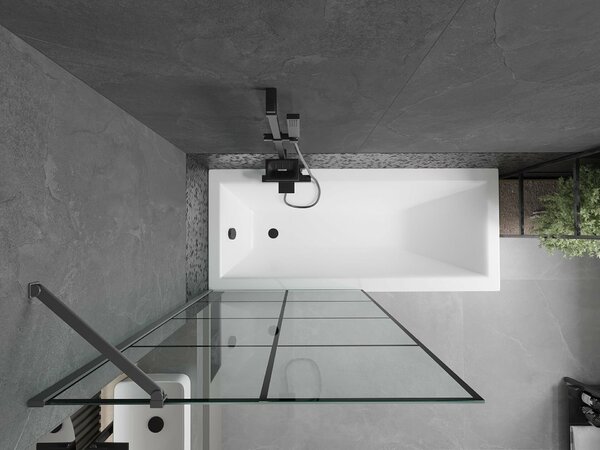 Mexen Next 1-szárnyú kádparaván 90 x 150 cm, fekete rács, gun metal - 895-090-000-00-77-95