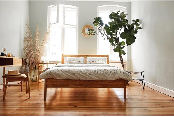 Tölgyfa franciaágy rattan ágytamlával 180x200 cm Pola - The Beds