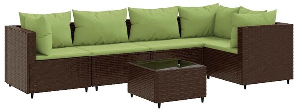 6 részes barna polyrattan kerti ülőgarnitúra párnákkal