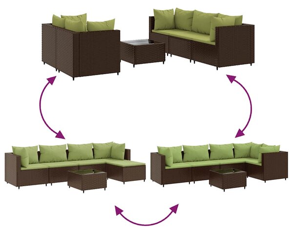 6 részes barna polyrattan kerti ülőgarnitúra párnákkal
