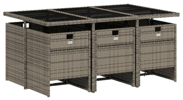 7 részes szürke polyrattan kerti étkezőgarnitúra párnával