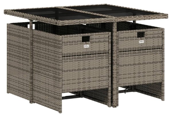 5 részes szürke polyrattan kerti étkezőgarnitúra párnával