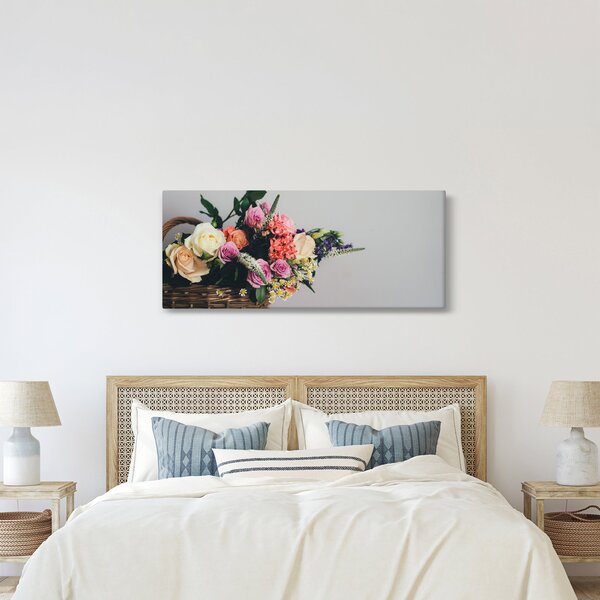 Egy kosár virágokkal képe (120x50 cm)
