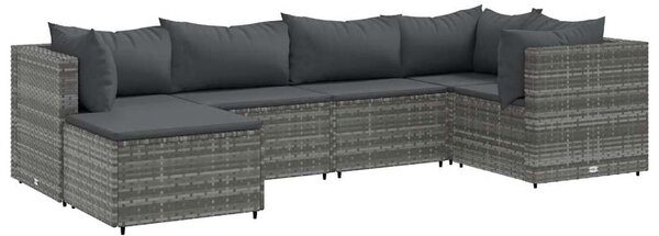 6 részes szürke polyrattan kerti ülőgarnitúra párnákkal