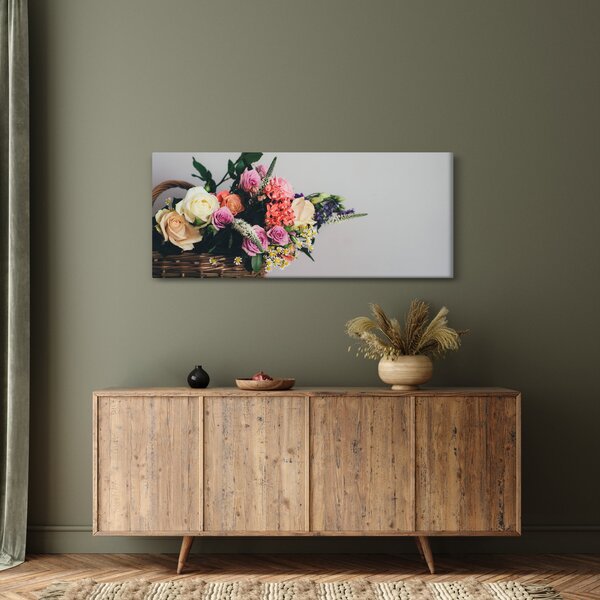 Egy kosár virágokkal képe (120x50 cm)