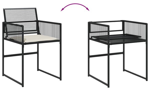 15 részes fekete polyrattan kerti étkezőgarnitúra párnákkal