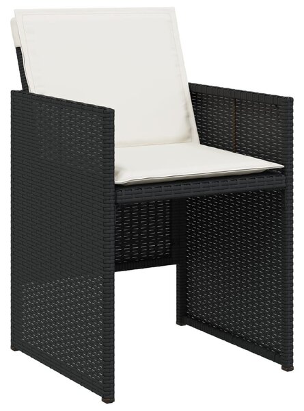 11 részes fekete polyrattan kerti étkezőgarnitúra párnákkal