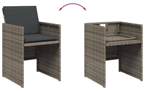 11 részes szürke polyrattan kerti ülőgarnitúra párnákkal