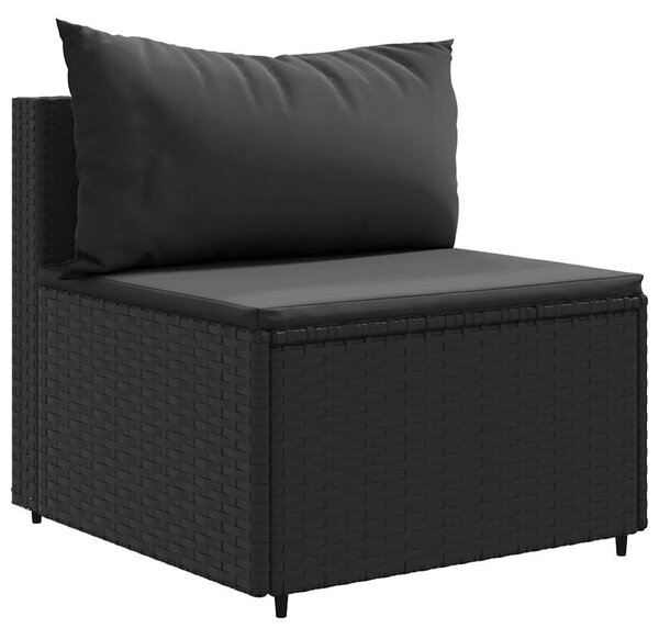 4 részes fekete polyrattan kerti ülőgarnitúra párnákkal