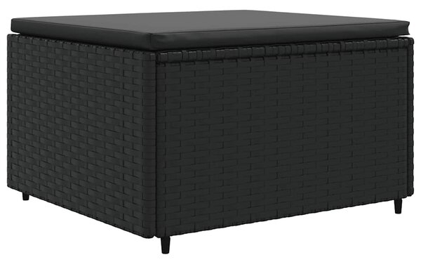 4 részes fekete polyrattan kerti ülőgarnitúra párnákkal