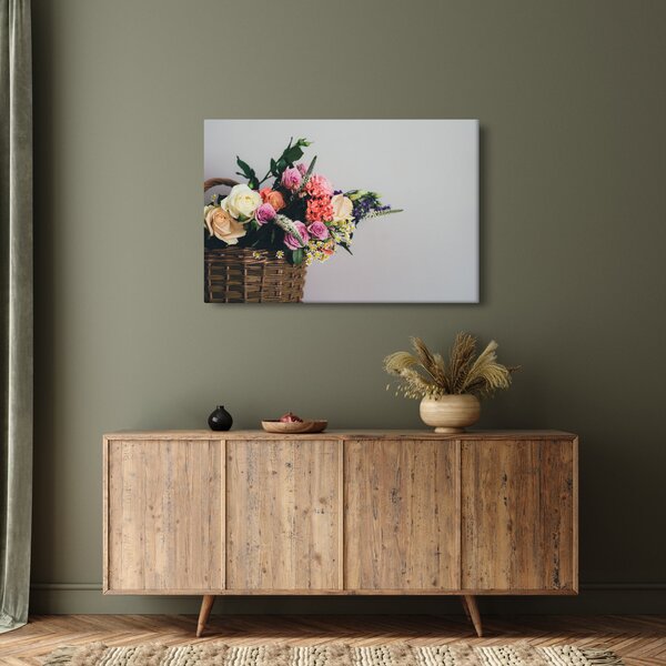 Egy kosár virágokkal képe (90x60 cm)