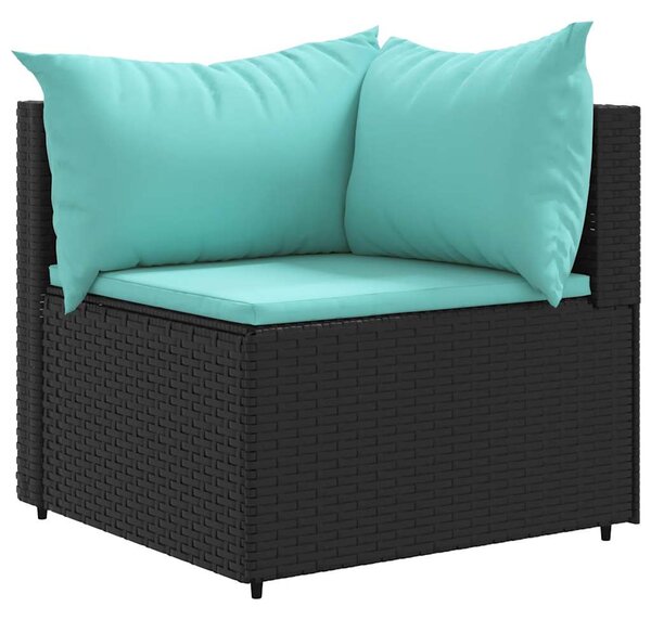 6 részes fekete polyrattan kerti ülőgarnitúra párnákkal